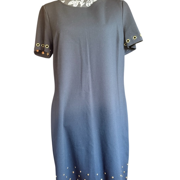 Roz & Ali Black Mini Dress with Gold Eyelets - Picture 2 of 7